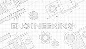 istock Mechanical engineering drawings. Technical drawing.Abstract Technology Background.ENGINEERING - science, technology, engineering, mathematics education concept typography design.geometric parts. 1164276608