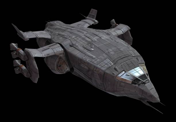 istock Spaceship isolated on a black background 3d illustration 1164276635