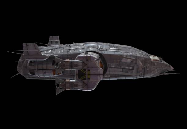 istock Spaceship isolated on a black background 3d illustration 1164276637