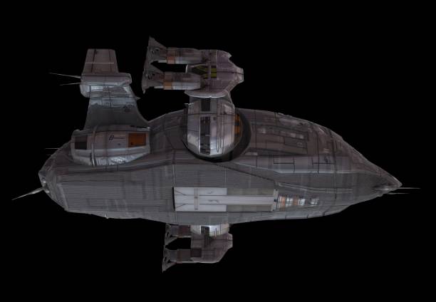 istock Spaceship isolated on a black background 3d illustration 1164276638