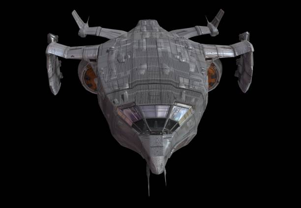 istock Spaceship isolated on a black background 3d illustration 1164276666