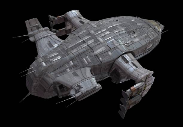 istock Spaceship isolated on a black background 3d illustration 1164276669