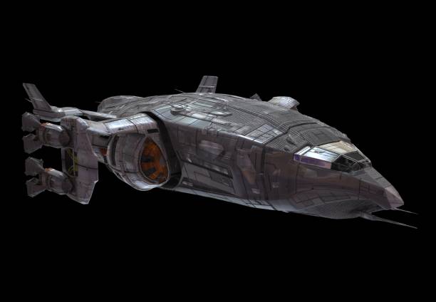 istock Spaceship isolated on a black background 3d illustration 1164276672