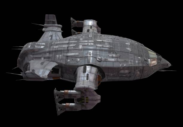 istock Spaceship isolated on a black background 3d illustration 1164276673