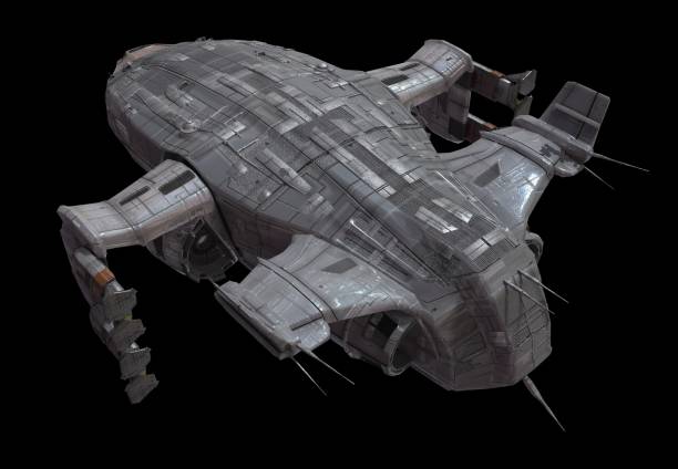 istock Spaceship isolated on a black background 3d illustration 1164276675