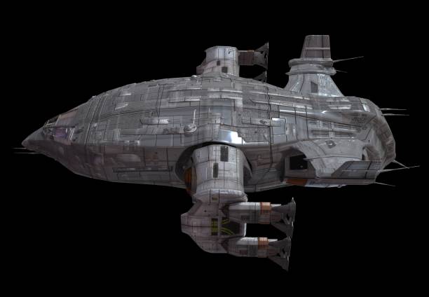 istock Spaceship isolated on a black background 3d illustration 1164276676