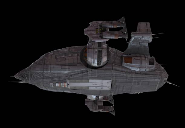istock Spaceship isolated on a black background 3d illustration 1164276679