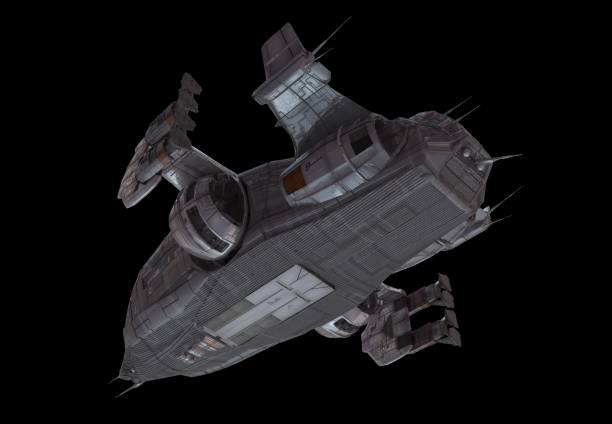 istock Spaceship isolated on a black background 3d illustration 1164276689