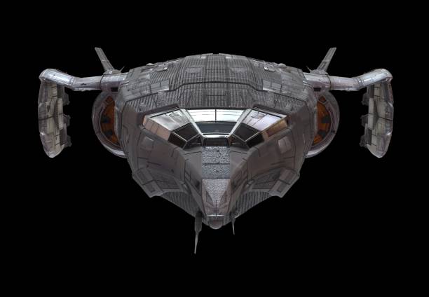 istock Spaceship isolated on a black background 3d illustration 1164276699