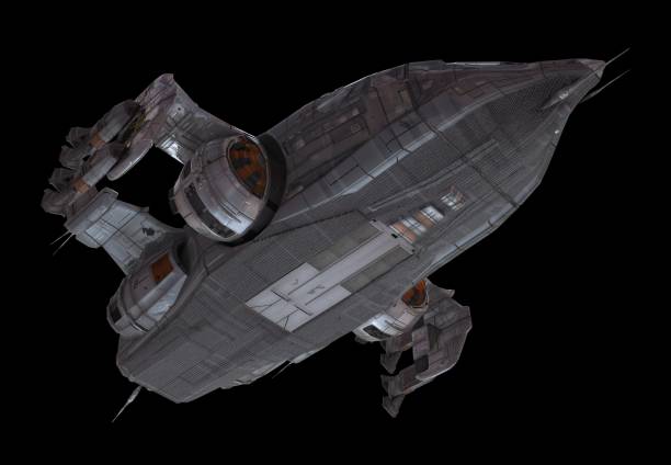 istock Spaceship isolated on a black background 3d illustration 1164276732