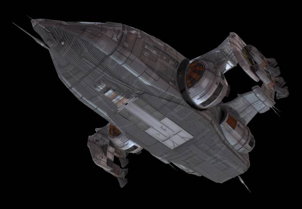 istock Spaceship isolated on a black background 3d illustration 1164276739