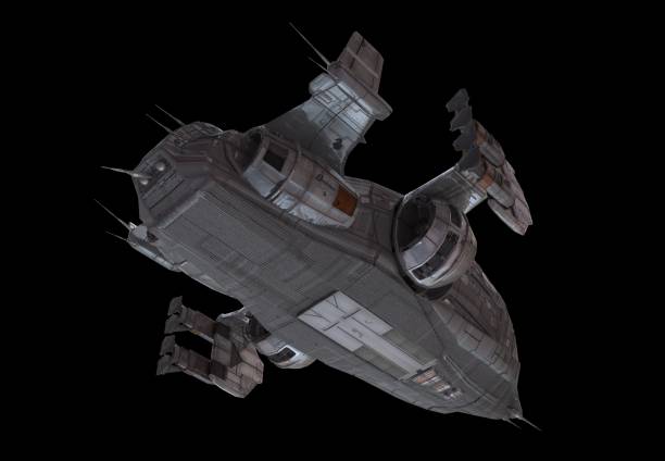 istock Spaceship isolated on a black background 3d illustration 1164276742