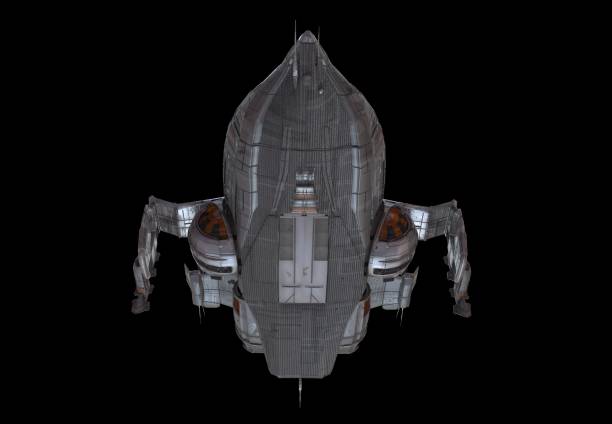 istock Spaceship isolated on a black background 3d illustration 1164276745