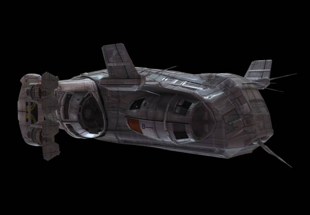 istock Spaceship isolated on a black background 3d illustration 1164276751