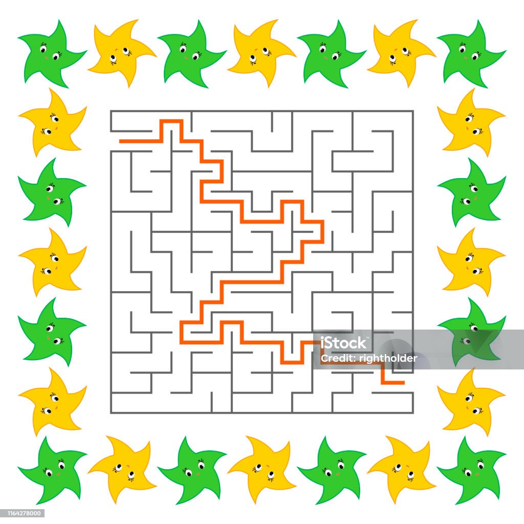 Abstract Square Maze Game For Kids Puzzle For Children Cute ...