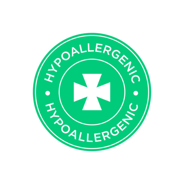 Hypoallergenic icon Round, isolated, green symbol. hypo stock illustrations