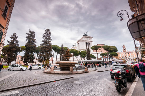 Rome, Italy - April 3, 2019: The Altar Of The Fatherland or Altare della Patria. Also known as the National Monument to Victor Emmanuel II. II Vittoriano in Rome, Italy