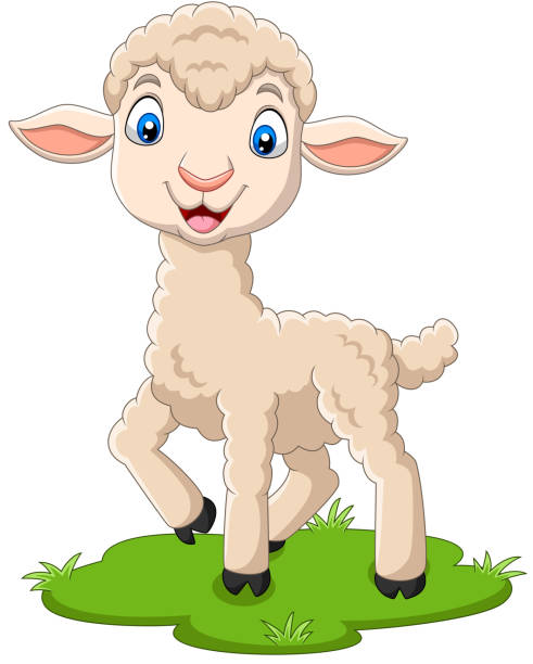 Cartoon Happy Lamb On The Grass Stock Illustration - Download Image Now -  Lamb - Animal, Cartoon, Sheep - iStock