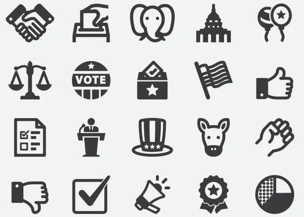 Vector illustration of Election and Politics Silhouette Icons