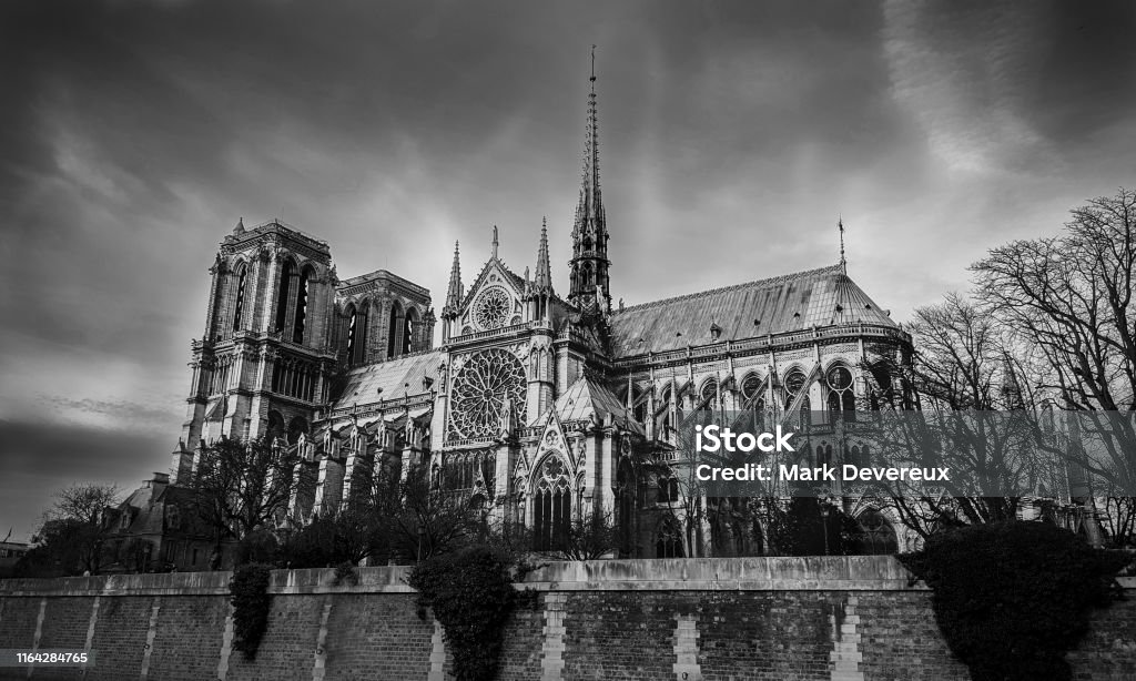 our Lady Notre Dame Black and white Architecture Stock Photo