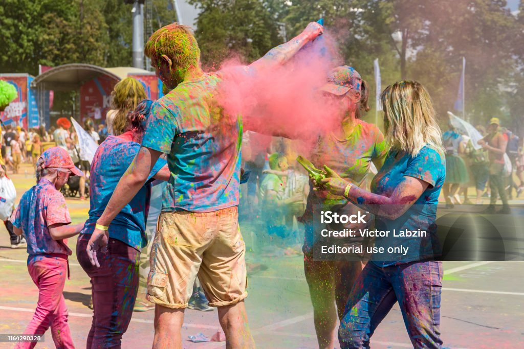 The Annual Color Run People Covered With Colored Powder Stock Photo -  Download Image Now - iStock