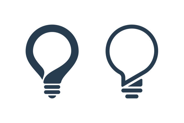 Bulb icons with speech bubble Bulbs with speech bubble on white background. Creative idea icons. green word bubble stock illustrations