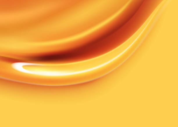 stockillustraties, clipart, cartoons en iconen met honing stroomt. druppels gele siroop stroom. een natuurlijk product in 3d-illustratie voorontwerp toepassingen. realistische vector vloeibare karamel achtergrond. druipend honing - caramel