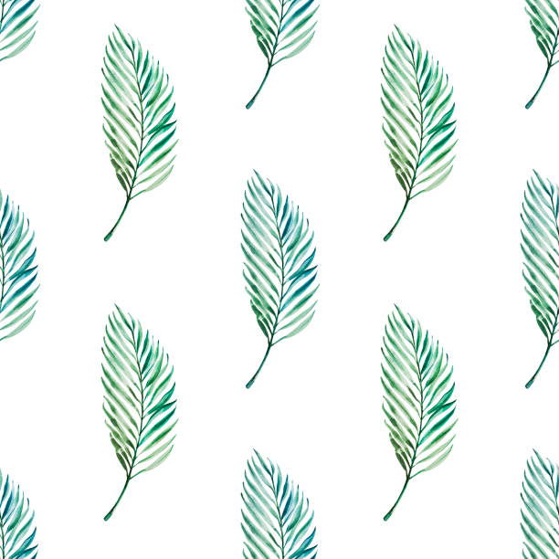 istock Seamless pattern from tropical leaves. Palm. Watercolor painting. Exotic plant. Natural print. Sketch drawing. 1164294817