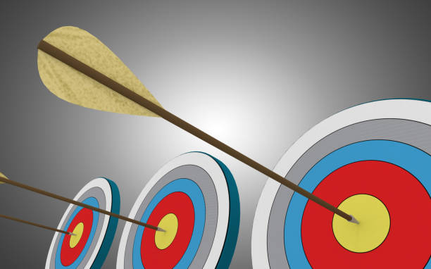 istock arrow hittings center of target. 1164295219