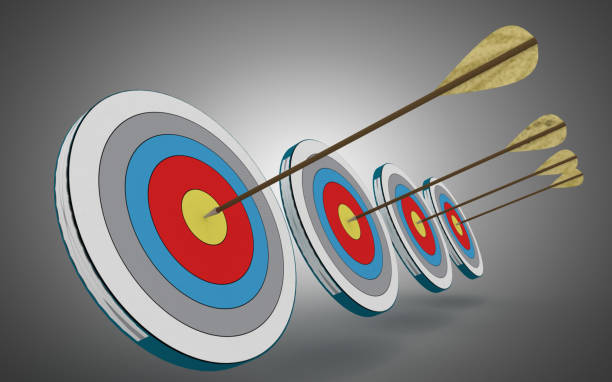 istock arrow hittings center of target. 1164295220