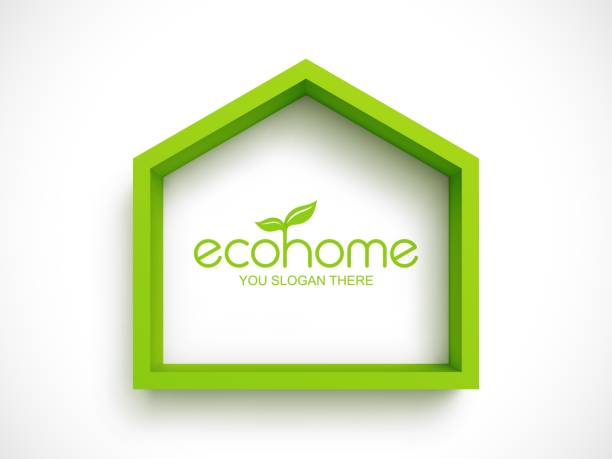 Eco home real estate symbol Green frame in shape of house on white background. Eco home real estate symbol house borders stock illustrations