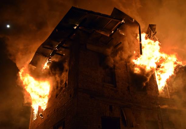 istock A Burning house and the Moon 1164302693