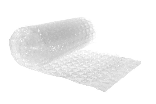 Roll of Bubble Wrap on White Background