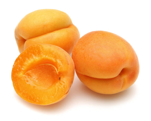 istock Fresh ripe apricots isolated on white 1164303722