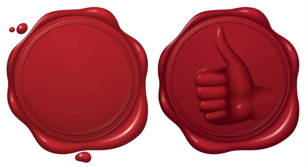 ilustrações de stock, clip art, desenhos animados e ícones de red wax seal with thumb up symbol - nobility seal stamper wax confidential