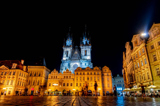 istock Prague old city square night view 1164305125