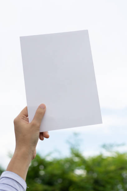 istock Woman holding paper blank 1164306172