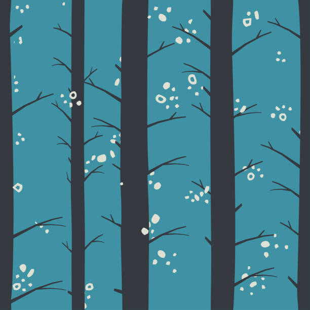 ilustraciones, imágenes clip art, dibujos animados e iconos de stock de impresión sencilla sin costuras del bosque de invierno. ilustración multicolor vectorial. patrón floral original. - seamless pattern meteorology snowflake