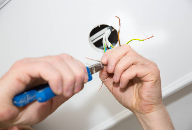istock Man is holding pliers in his hands. Electrical insulator for light bulb. Adhesive tape for maintenance repair works in the flat. Restoration indoors. 1164308525