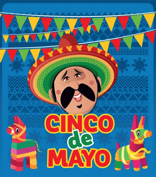 Vector illustration of Cinco de Mayo - May 5, federal holiday in Mexico, Viva Mexico