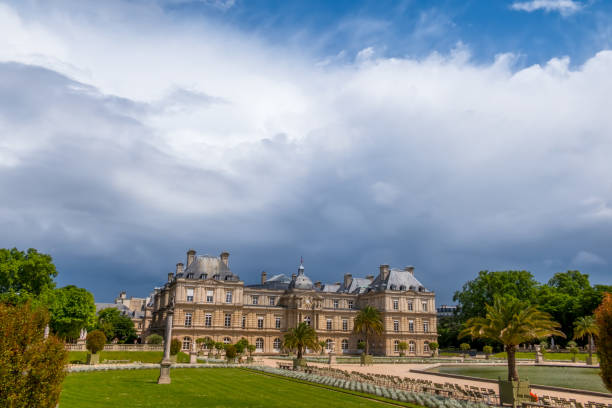 istock Heavy Rain Clouds over the Luxembourg Palace in Paris 1164316389