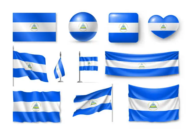 Vector illustration of Various flags of Nicaragua country
