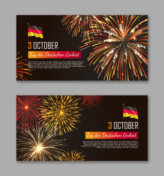 германия день независимости горизонтальные листовки - german culture flash stock illustrations