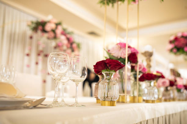 istock Romantic table set for bride and groom for wedding ceremony 1164324009