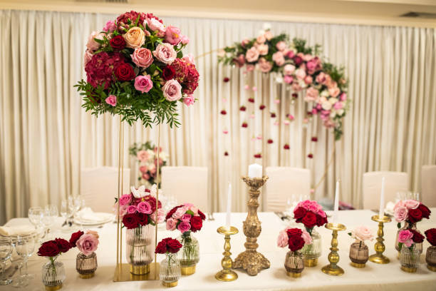 istock Romantic table set for bride and groom for wedding ceremony 1164324011