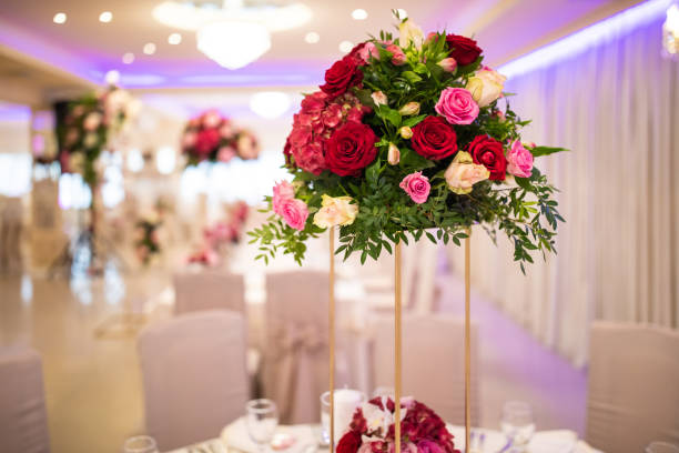 istock Romantic decoration made of roses for wedding reception 1164324504