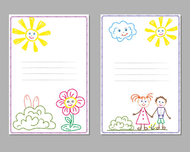 Ilustración de Tarjetas Con Dibujos A Lápiz Para Niños Con La Imagen Del  Sol Niños Flores Amistad y más Vectores Libres de Derechos de Alegría -  iStock