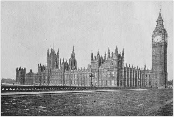 istock Antique photo: House of Parliament from Westminster bridge 1164339620