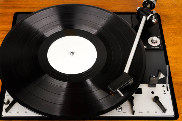 istock Close up of vintage turntable vinyl record player 1164344129