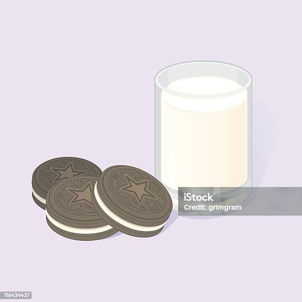 Latte E Biscotti - Immagini vettoriali stock e altre immagini di Bicchiere - Bicchiere, Latte, Alimentazione non salutare